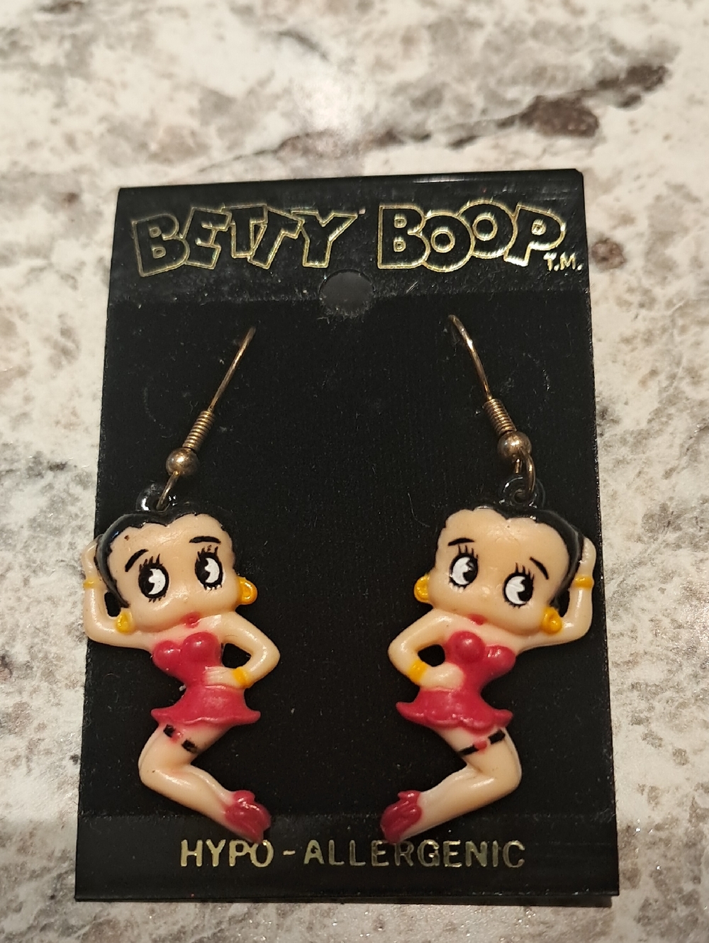 Vintage Never Worn Betty Boop Red Dress Dangle Earrings